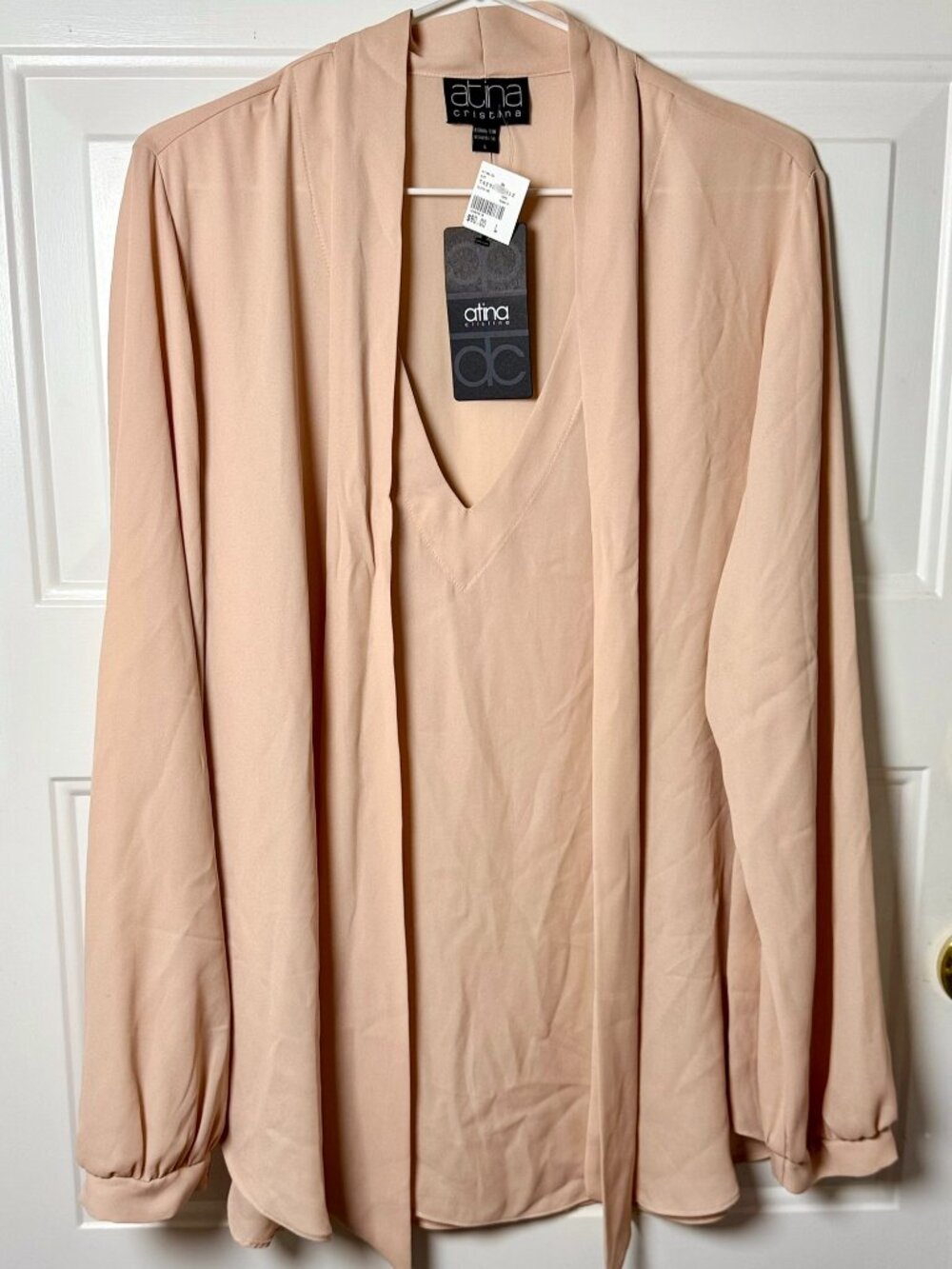 Atina Cristina Peach Tie Blouse NWT Size Large